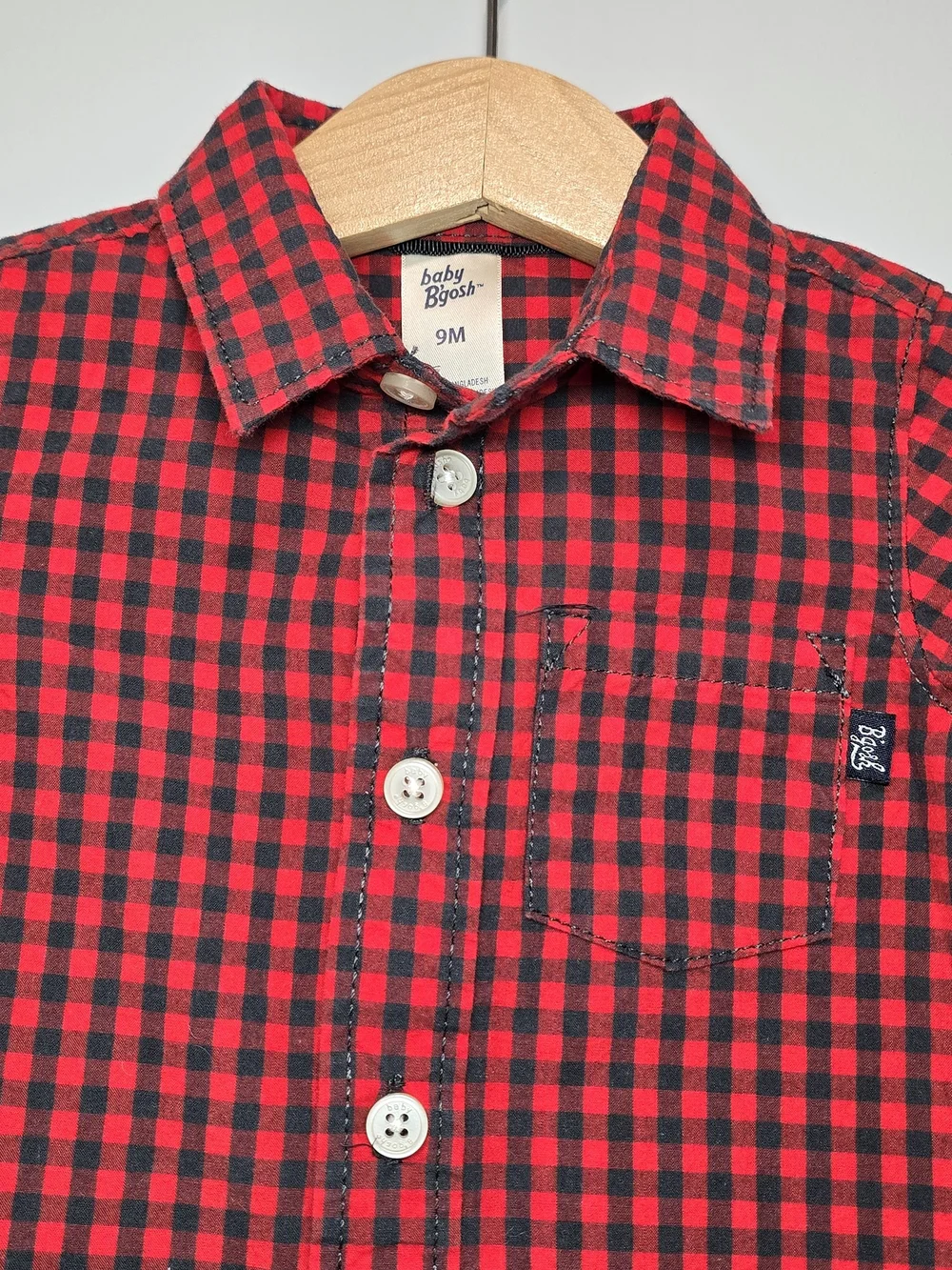 OshKosh B'gosh Red and Black Plaid Button-Down Shirt Fall Style